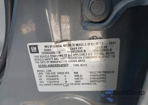 2008 Saturn Vue V6 Xe from USA, damaged, VIN 3GSDL43NX8S542867